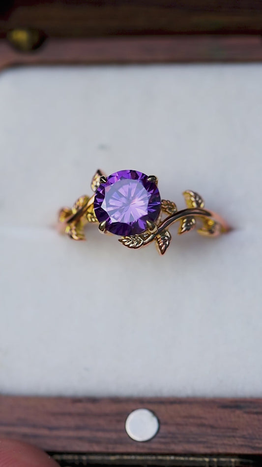 Nature-Inspired Birthstone & Diamond Engagement Ring